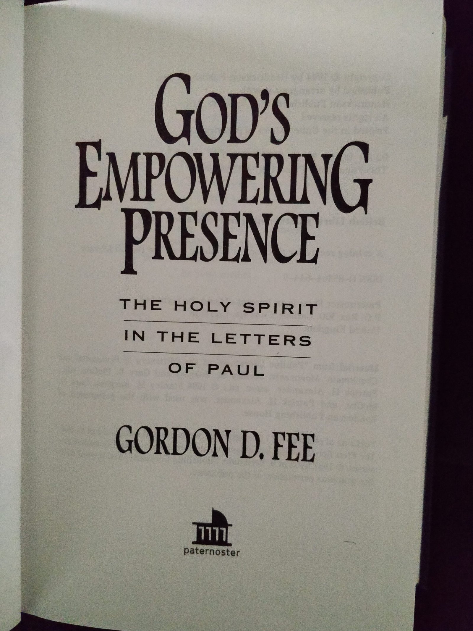 God's Empowering Presence: The Holy Spirit in The Letters of Paul